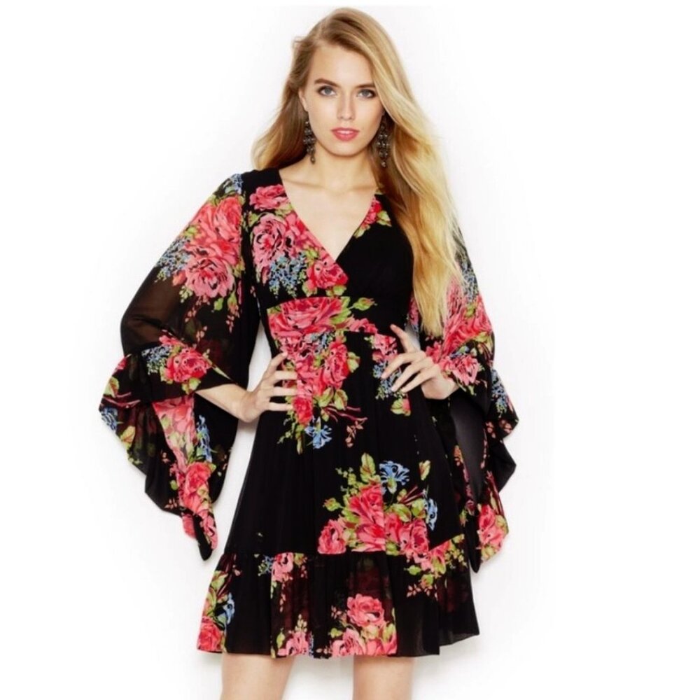 Betsey Johnson Black Bambi Floral Dress (Size 4)